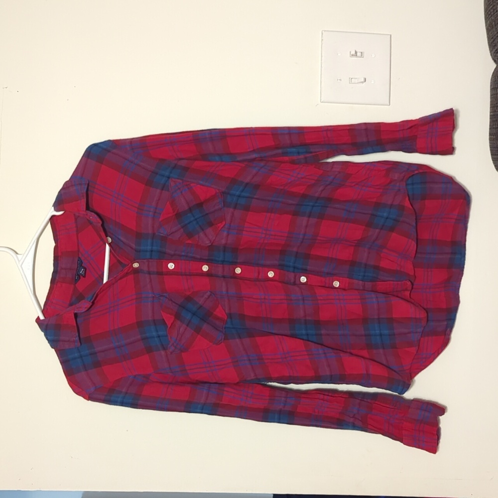 Aeropostale woman's flannel size medium Red And Blue Plaid